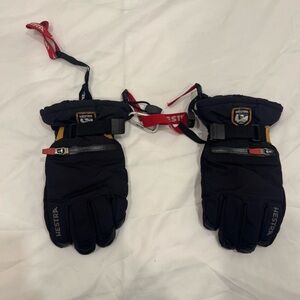 Hestra Army Leather Heli Ski Junior Gloves Black Size 6 Snowboard Winter Kids